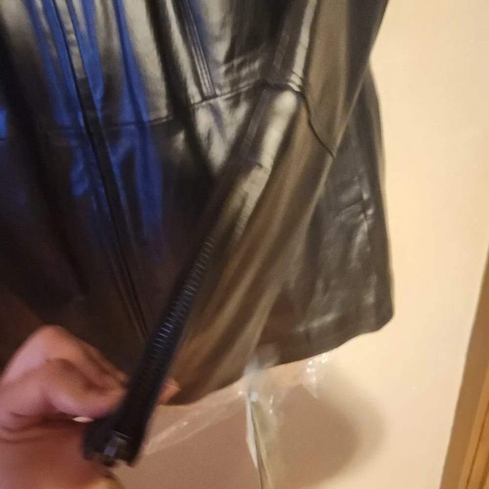 NWT Terry Lewis Vintage Retro Black Leather Jacket Bell Sleeve With Zipper 3X - Picture 2 of 5